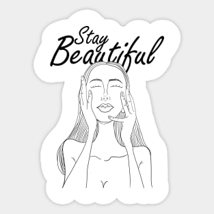 Stay Beautiful w/ Beautiful Long Hair Woman Line Art Sticker